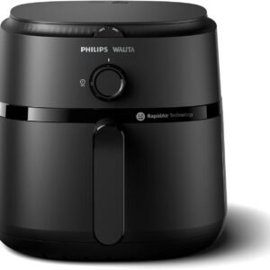 Philips Walita Fritadeira Airfryer Série 1000 XL - 6,2 litros, Tecnologia RapidAir, 12 Modos de Preparo, Até 90% Menos Óleo, 2 anos de garantia, Controle Analógico, Preta, 220v (NA130/09)