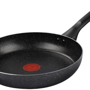 Frigideira Rochedo Stone Pro 24cm Preto com Efeito Pedra e Antiaderente Minerium, Alta Resistência e Durabilidade, Cabos Ergonômicos para Maior Segurança e Base Limpa Fácil