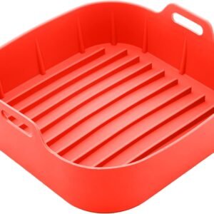 LYOR - Forma Quadrada de Silicone para Air Fryer Vermelha 20cm x 7cm