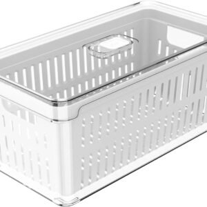 Ou Organizador de Geladeira com Cesto 5L Natural Linha Clear Fresh