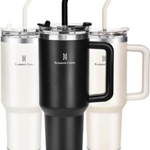 Copo Térmico 1,18L em Aço Inoxidável com Canudo, Tampa e Alça, Preto